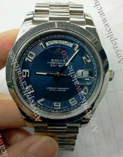 Replica Rolex Day-Date II Watch Blue Arabic Face 41mm